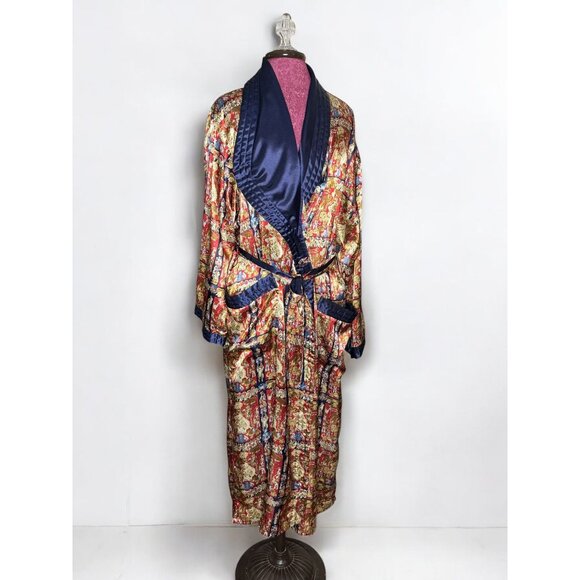 Vintage Victoria's Secret Gold Label Long Belted Floral Satin Robe - Picture 10 of 13